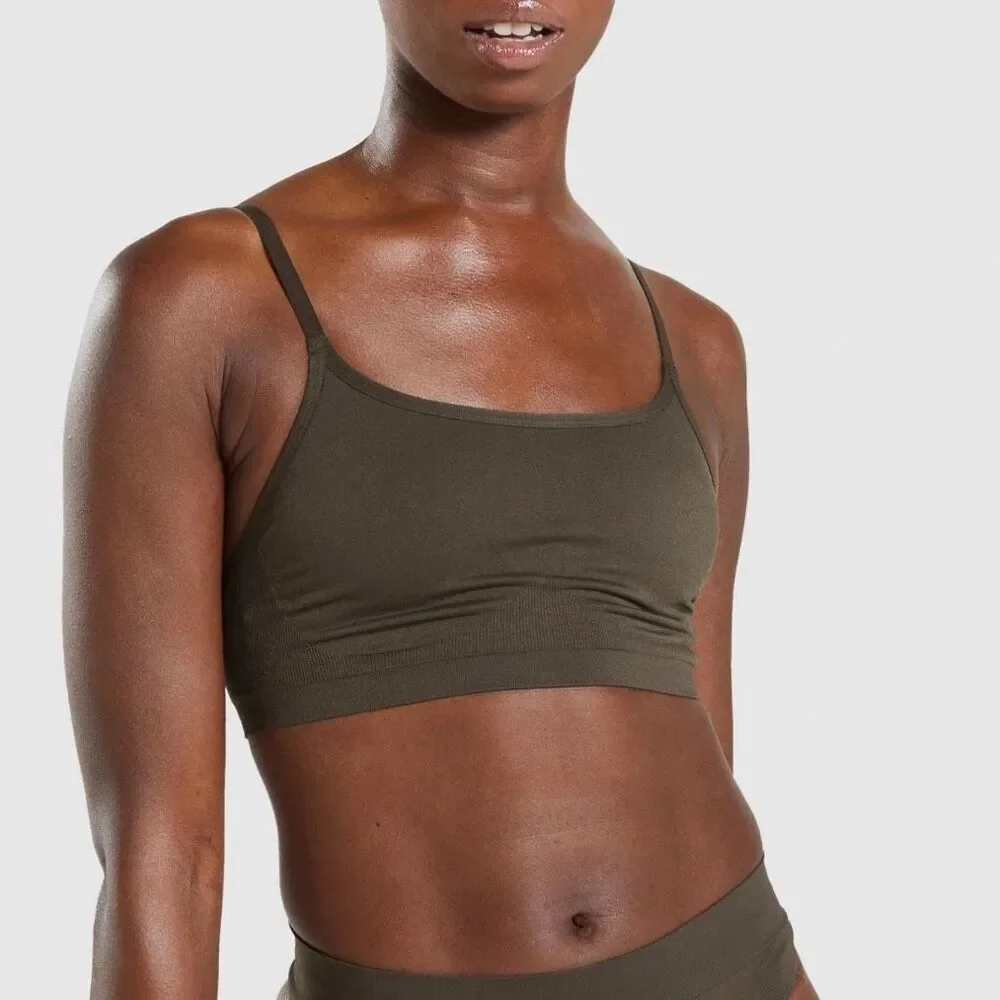 Gymshark Women's Seamless Bralette XS Espresso‎ Brown Scoop Neck